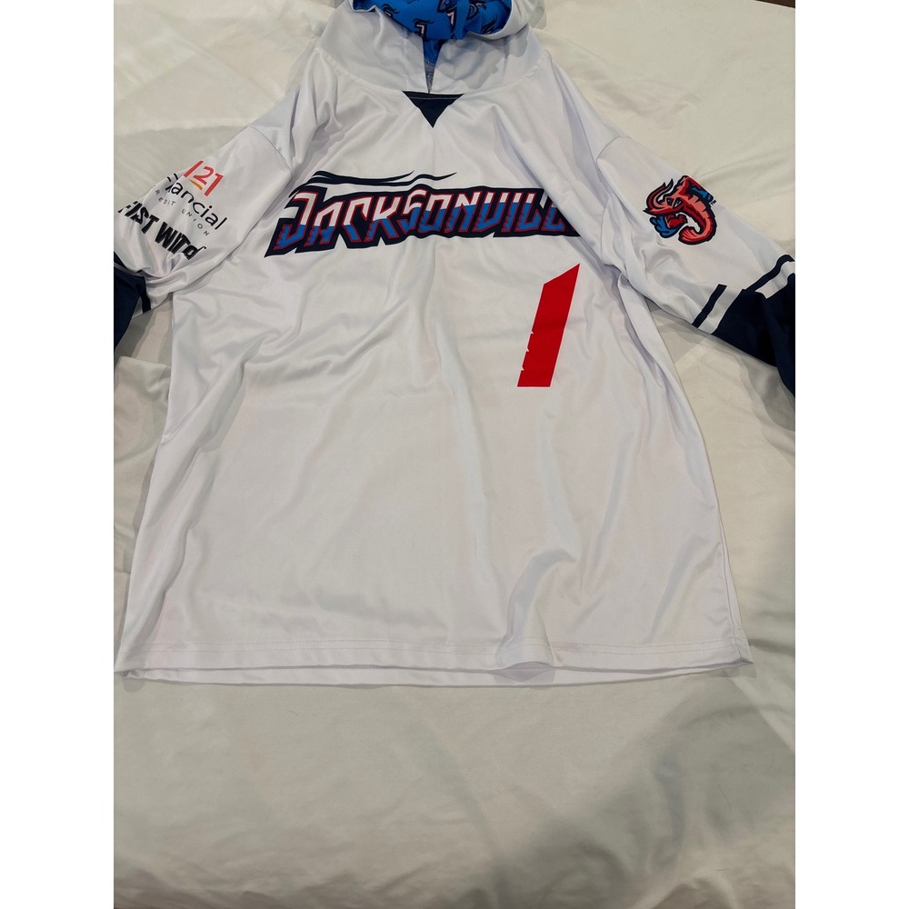 Destroyer Rocks Jacksonville Jumbo Shrimp Hooded Jersey Mens XL White Baseball